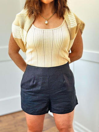 Black Linen Shorts - Dear GigiXS