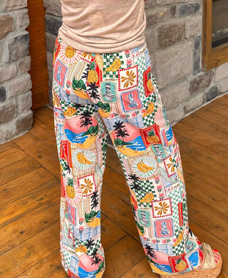 Sierra – Tropical Print Relaxed Summer Pants - Dear Gigibeige multiExtra small