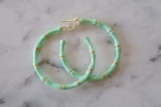 Enamel Bamboo Earrings Mint - Dear GigiMint