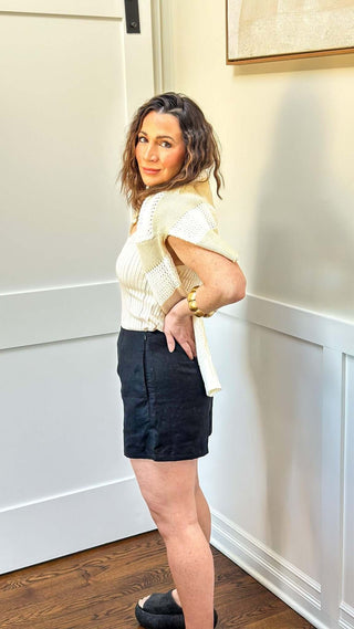 Black Linen Shorts - Dear GigiXS