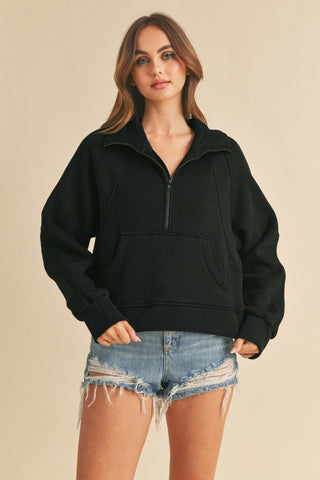 Dove Funnel Neck Half Zip - Dear GigiBlackSmall