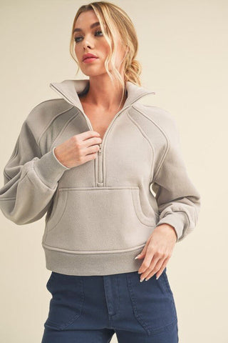 Dove Funnel Neck Half Zip - Dear GigiBlackSmall