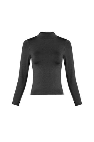 Black Highneck smooth long sleeve top - Dear GigiBlackO/S