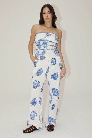 SEASHELL PRINT RELAXED PANTS WITH DRAWSTRING - Dear GigiXS