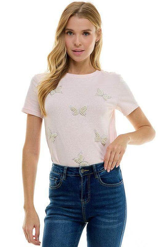 BUTTERFLY EMBELLISHED TEE - Dear GigiSmallPink