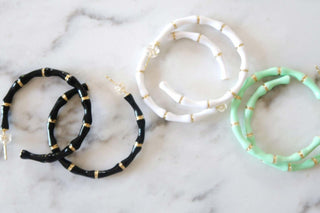 Enamel Bamboo Earring Black - Dear GigiBlack