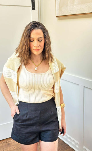 Black Linen Shorts - Dear GigiXS