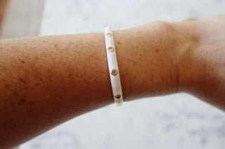 CZ Enamel Cuff White - Dear GigiWhite