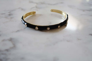 CZ Enamel Cuff Black - Dear GigiBlack