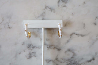 CZ Enamel Hoops - Dear GigiWhite