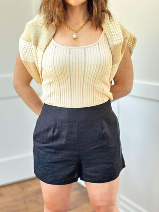 Black Linen Shorts - Dear GigiXS