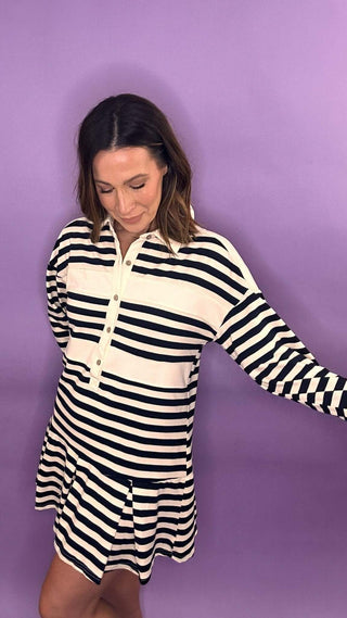 Striped Cotton Terry Mini Dress - Dear GigiS