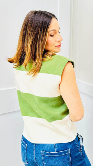 Green and Cream Sleeveless Tank - Dear GigiS