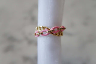 Enamel Chain Ring - Dear GigiPink