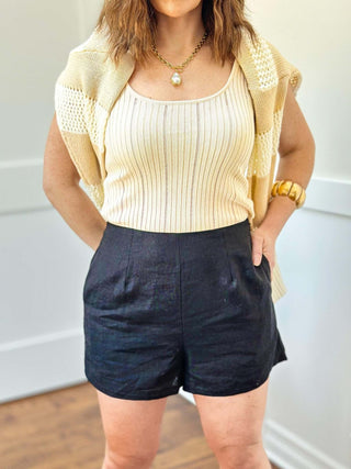 Black Linen Shorts - Dear GigiXS