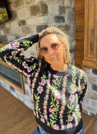 Pink Floral Sweater