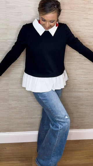 Black Sweater with White Blouse - Dear GigiS