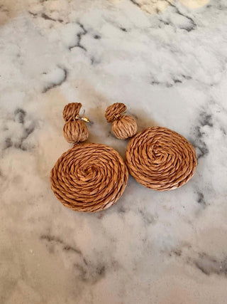 Braided Disc Charm Dangle Earrings - Dear Gigi
