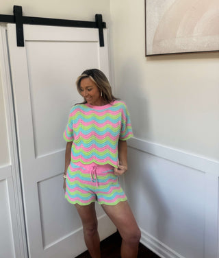 Colorblock Squiggly Oversized Knit Set