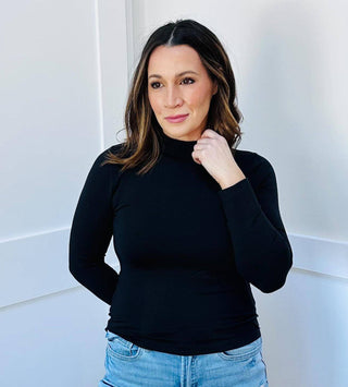 Black Highneck smooth long sleeve top - Dear GigiBlackO/S
