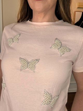 BUTTERFLY EMBELLISHED TEE - Dear GigiSmallPink