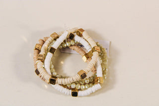 Bead & Metal Square Bracelet Set - Dear GigiOffwhite