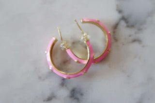 CZ Enamel Hoops - Dear GigiWhite