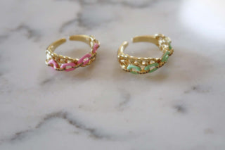 Enamel Chain Ring - Dear GigiPink