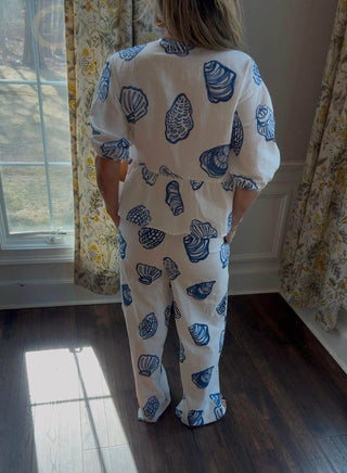 SEASHELL PRINT RELAXED PANTS WITH DRAWSTRING - Dear GigiXS