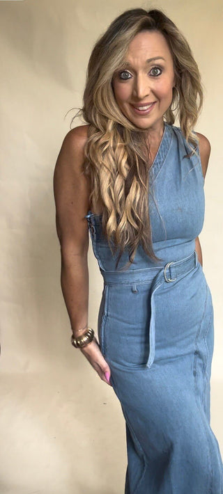 Denim One Shoulder Dress - Dear GigiS
