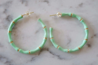 Enamel Bamboo Earrings Mint - Dear GigiMint