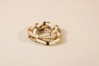 Bead & Metal Square Bracelet Set - Dear GigiOffwhite