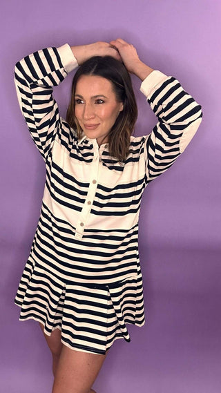 Striped Cotton Terry Mini Dress - Dear GigiS