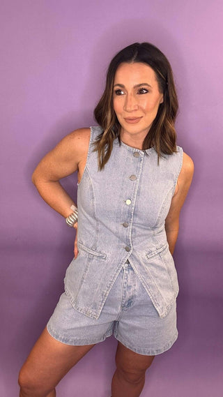 Denim Vest and Short Set - Dear GigiS