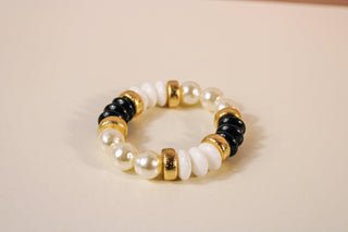 Pearl & Color Rondelle Beads Bracelet - Dear GigiBlack