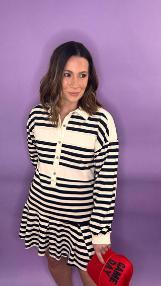 Striped Cotton Terry Mini Dress - Dear GigiS