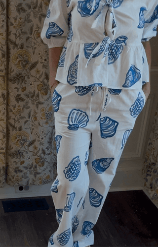 SEASHELL PRINT RELAXED PANTS WITH DRAWSTRING - Dear GigiXS