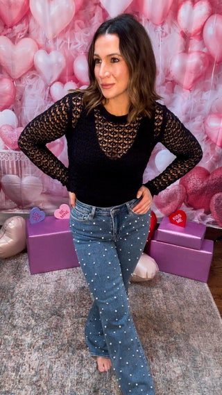 Long - Sleeve Crochet Top - Dear GigiSmall