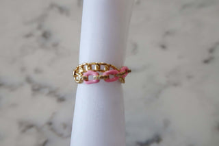 Enamel Chain Ring - Dear GigiPink