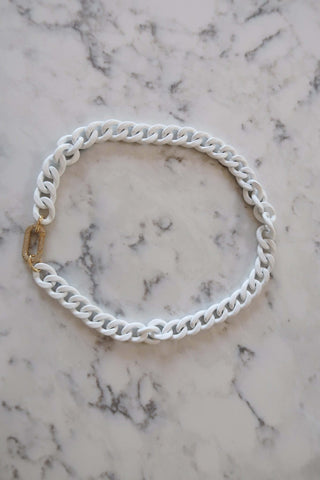 Enamel Chain with CZ Carabiner - Dear GigiWhite