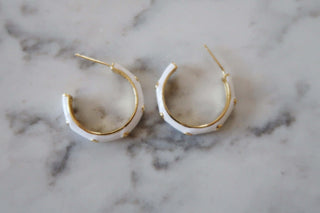 CZ Enamel Hoops - Dear GigiWhite