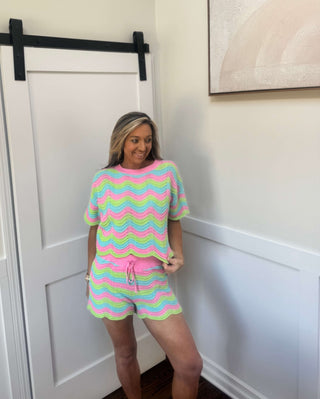 Colorblock Squiggly Oversized Knit Set