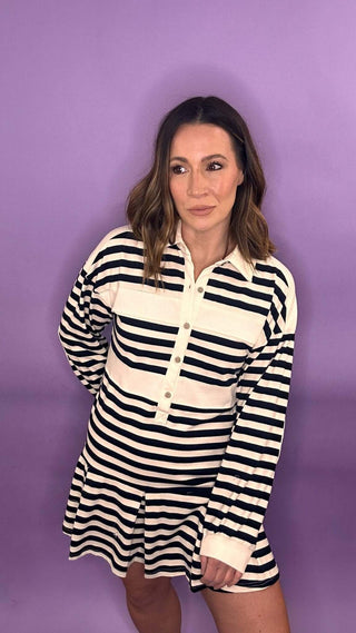 Striped Cotton Terry Mini Dress - Dear GigiS