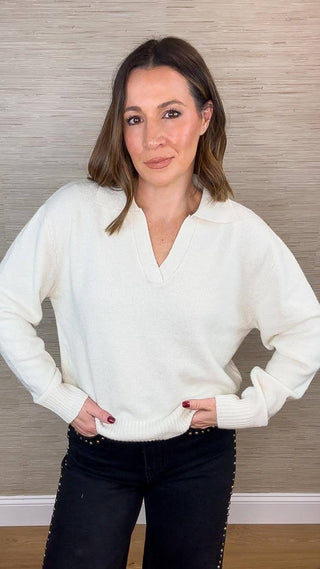 V Neck Basic Sweater - Dear GigiSCream