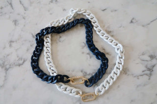 Enamel Chain with CZ Carabiner - Dear GigiNavy