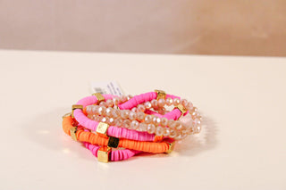 Bead & Metal Square Bracelet Set - Dear GigiOffwhite