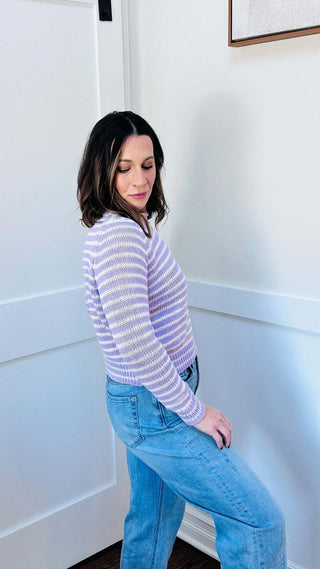 Sabrina Lilac Striped Sweater - Dear GigiS