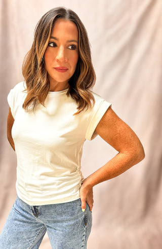Ava Cap Sleeve Side Ruched Top