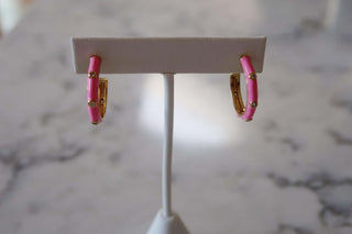 CZ Enamel Hoops - Dear GigiWhite