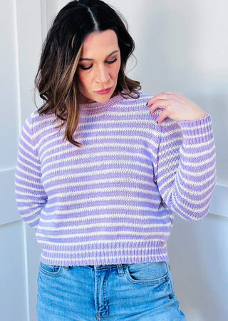 Sabrina Lilac Striped Sweater - Dear GigiS